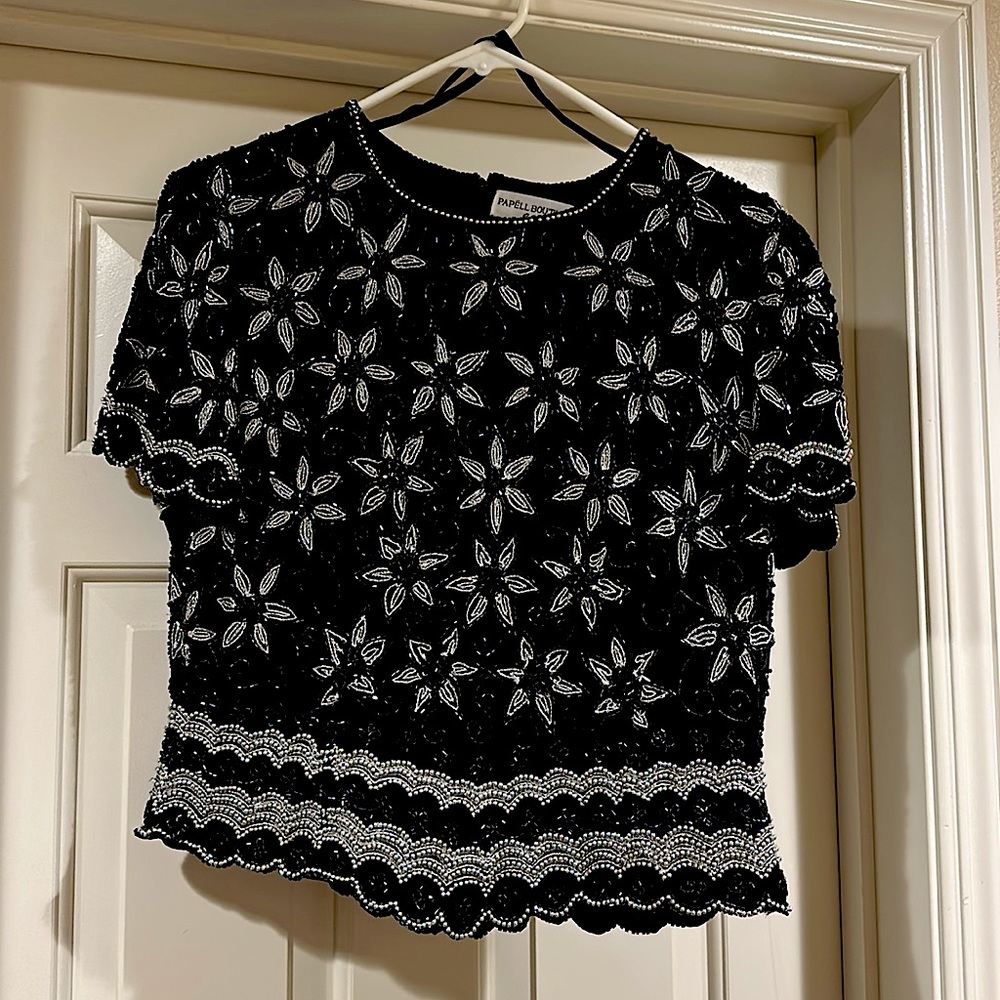 Beautiful Evening Wear Top - Beaded & Sequins - Shell is 100% Silk